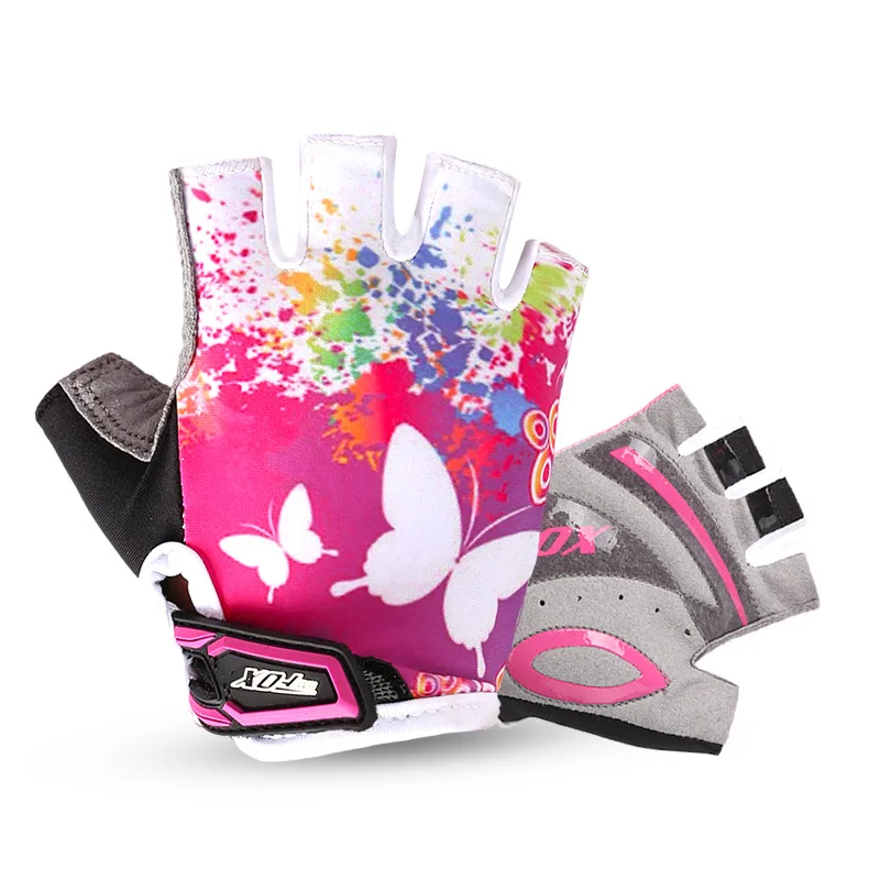 BATFOX девочки велосипедные перчатки дети половина пальца Лето дышащий мягкий