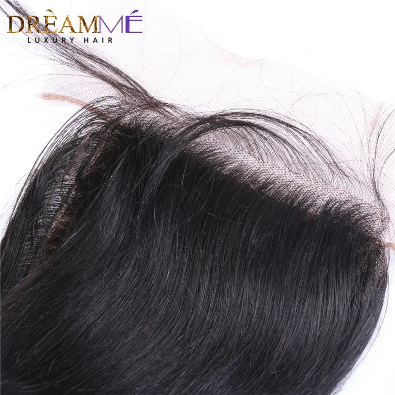 Dreamme волосы свободная волна перуанские волосы remy шелковая основа Закрытие 4*4 закрытие отбеленные узлы с волосами младенца естественная линия волос