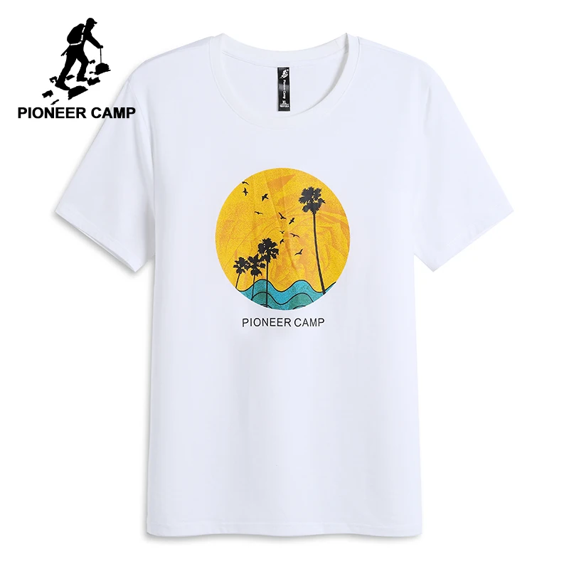 Pioneer camp Новая летняя футболка с коротким рукавом Мужская хлопковая принтом