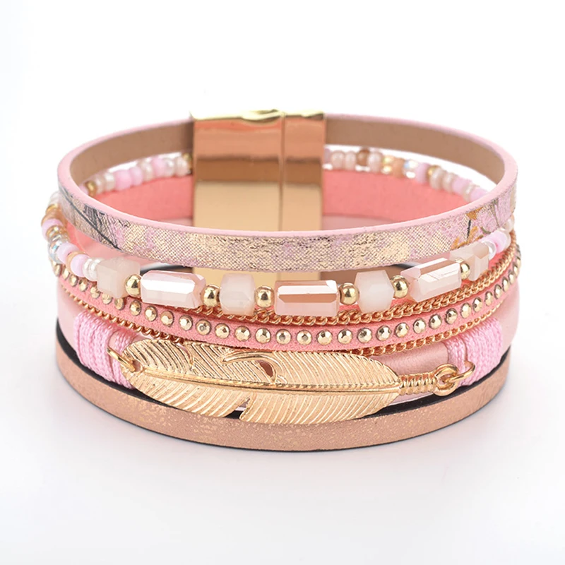 2019 New Fashion Trendy Bracelet Long Crystal Charm Leather Wrap Bracelets &amp bangles For Women Multilayer Rhinestone VB879 | Украшения и