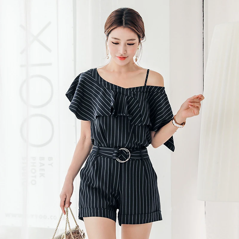 

New arrival OL two-piece set loose off shoulder sexy basic shirt comfortable shorts fashion wild summer beach women set