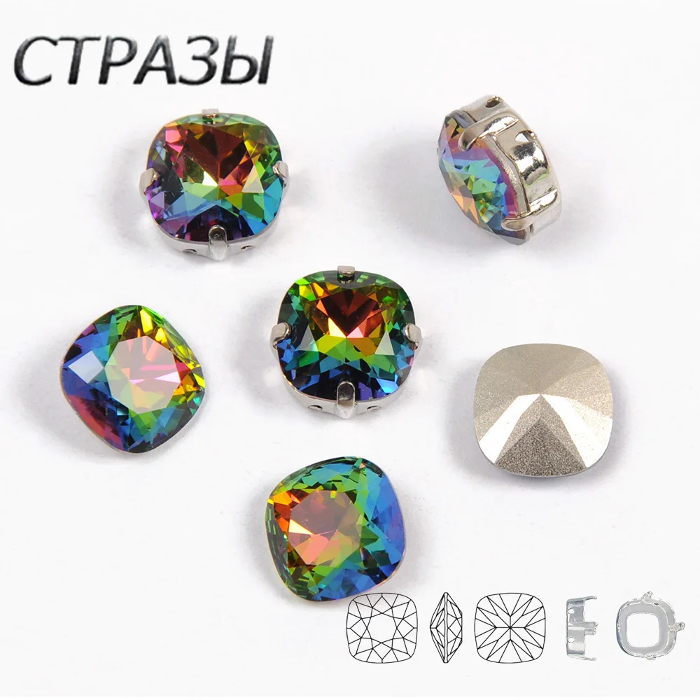 001VM искусственные стразы пришивные с золотой и серебряной основой стеклянные