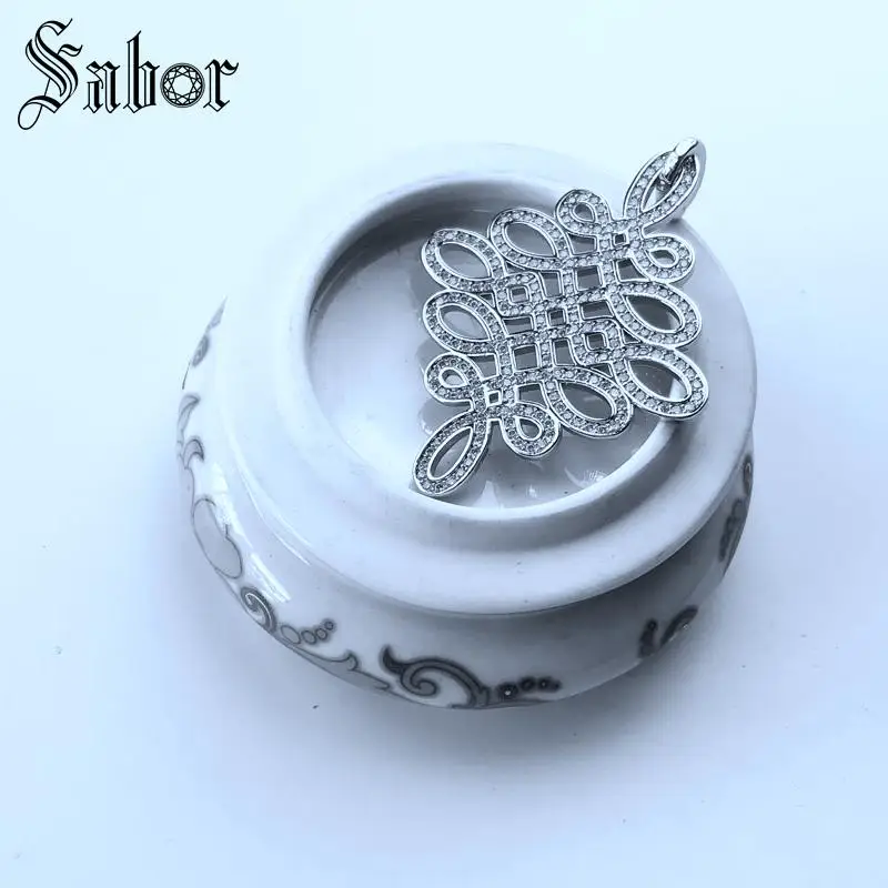 Кулон с любовным узлом циркониевый серебряный цвет для женщин модный подарок