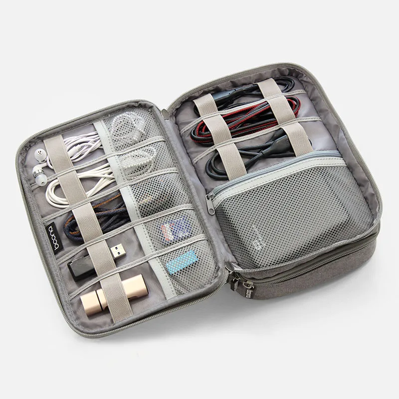 

Electronic Accessories Data Cable Organizer Bag Double Layers Travel USB Charger Storage Case BHD2
