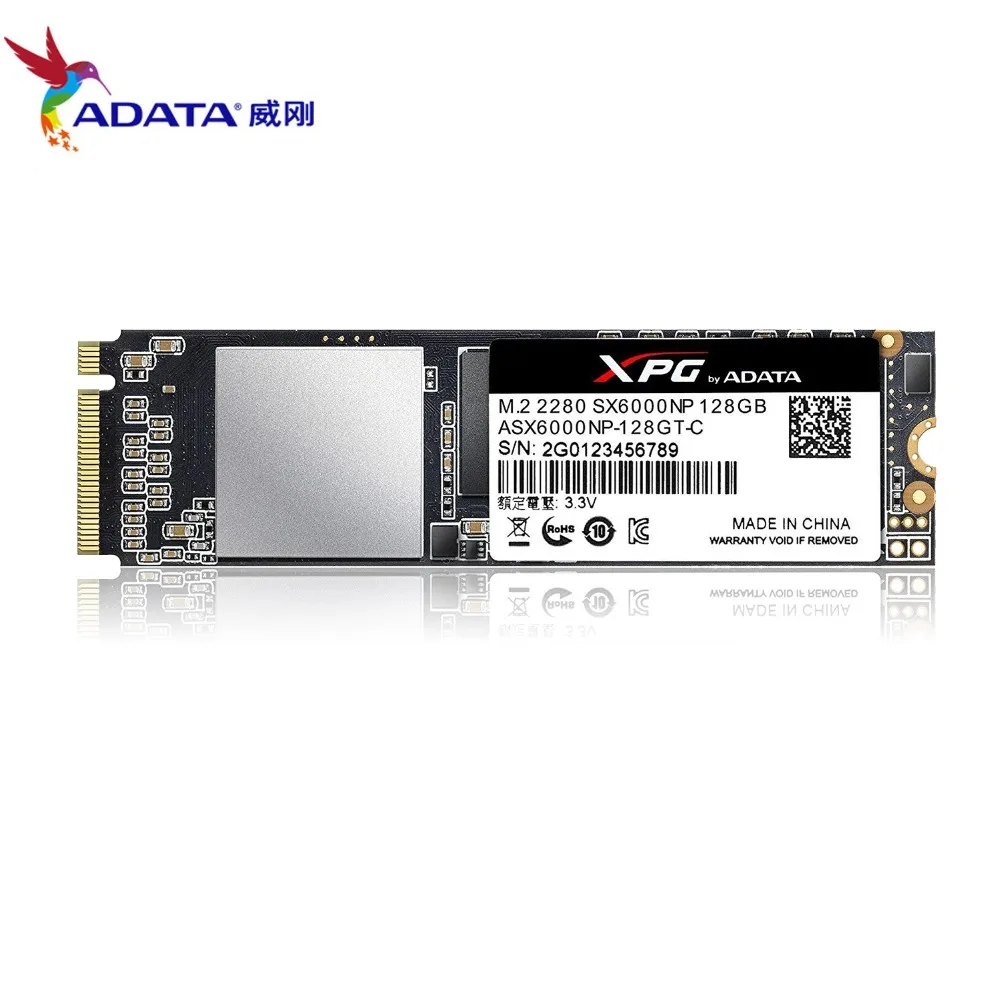 ADATA XPG SX6000 PCIe 128 ГБ 256 Гб 3D NAND Gen3x2 M.2 2280 NVMe 1 2 R/W до 1000/800 Мб/с Твердотельный накопитель |