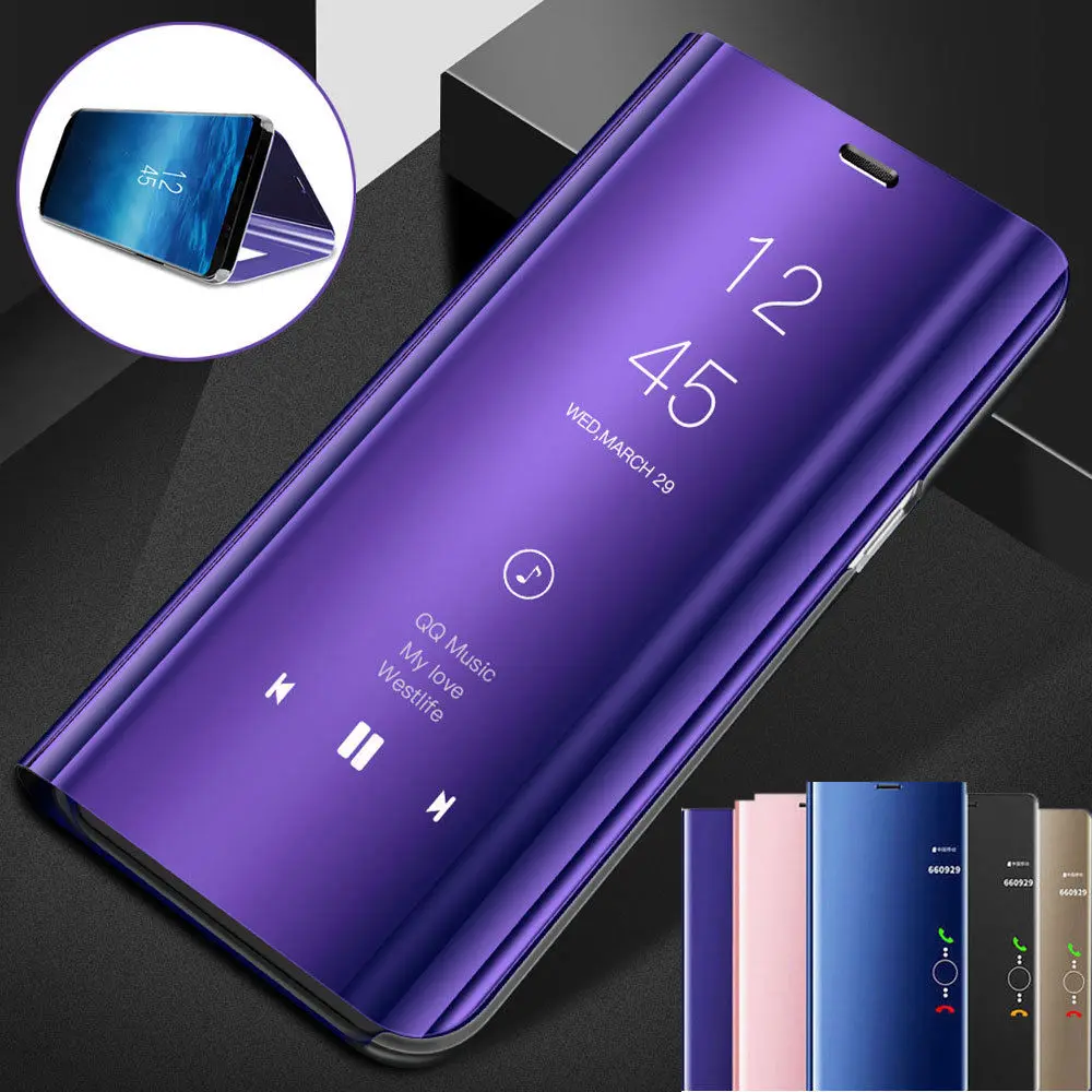 Прозрачный зеркальный умный чехол для Samsung Galaxy Note 9 8 S9 S8 S7 S6 edge Plus A8 A7 A6 A5 A3 2017 2018 A9 Star