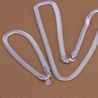 Серебряный цвет изысканные роскошные классические плоские мягкие змеиные Кости Ожерелье Браслеты из двух частей Горячая продажа свадебные ювелирные изделия S084