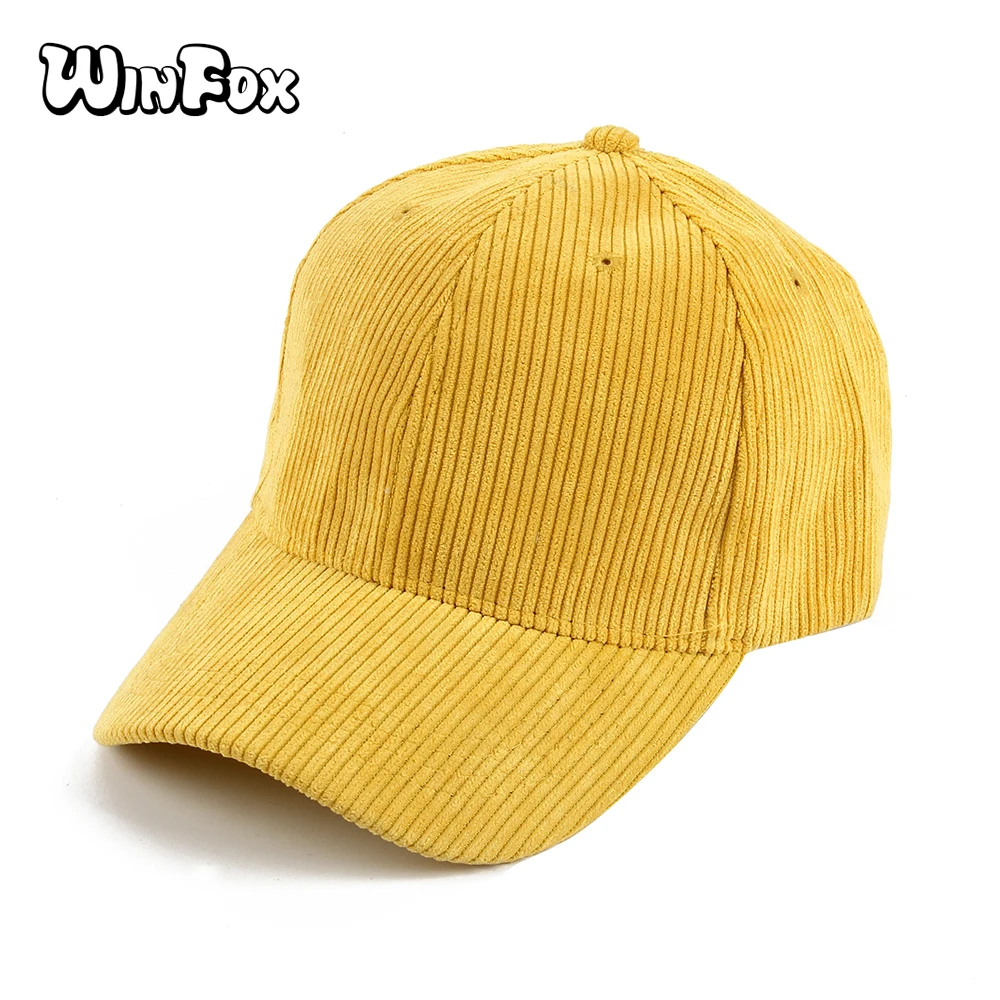 Winfox Новые Модные Черные Серые желтые однотонные вельветовые Снэпбэк кепки