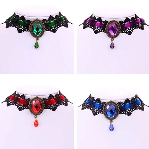 Модное женское ожерелье винтажное кружевное ажурное большое готическое