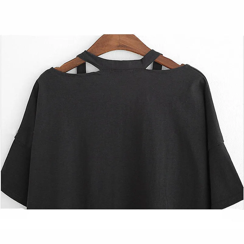 Женская футболка 2018 женская хлопковая Футболка с открытыми плечами | одежда