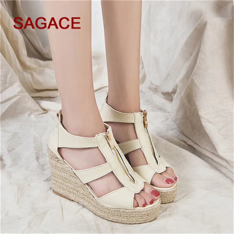 SAGACE/Женская обувь на танкетке Женские дышащие пляжные сандалии с открытым носком