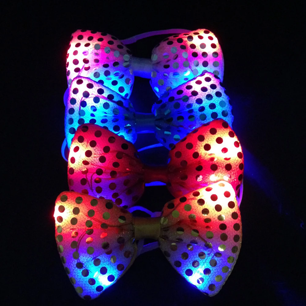 

10pcs Fashion Design LED Flashing Light Up Bow Tie Luminous Neck Tie Men Boys Bowtie for Festival Holiday Party Supplies