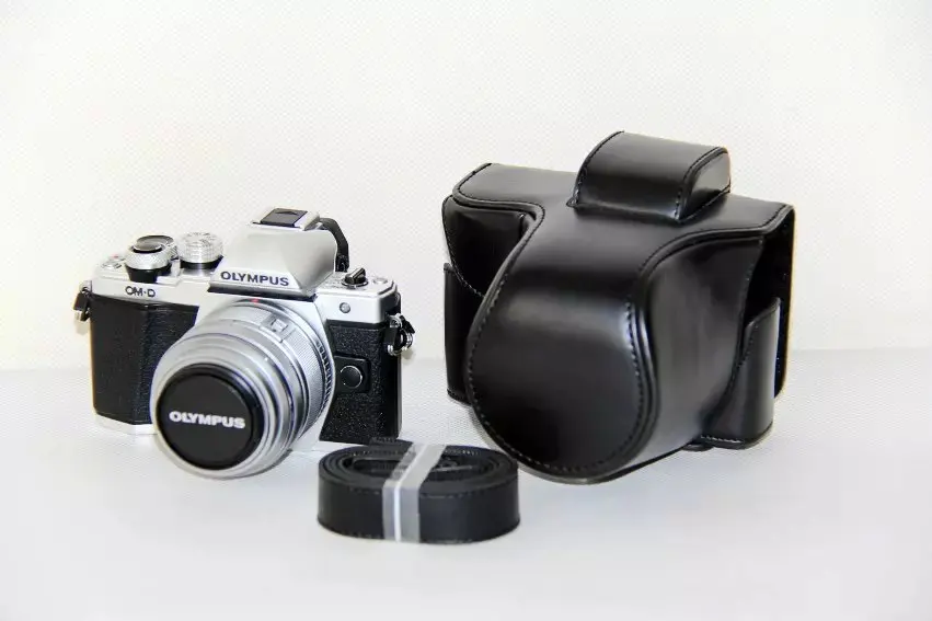 Черный кожаный чехол для камеры Жесткий Чехол Olympus EM10 II Mark III 14 42 мм с бесплатным