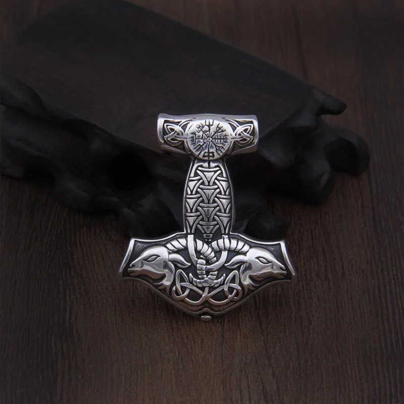 Настоящее серебро 925 проба Viking Goat Viking Thor hammer ожерелье с подвеской из натуральной кожи в подарок