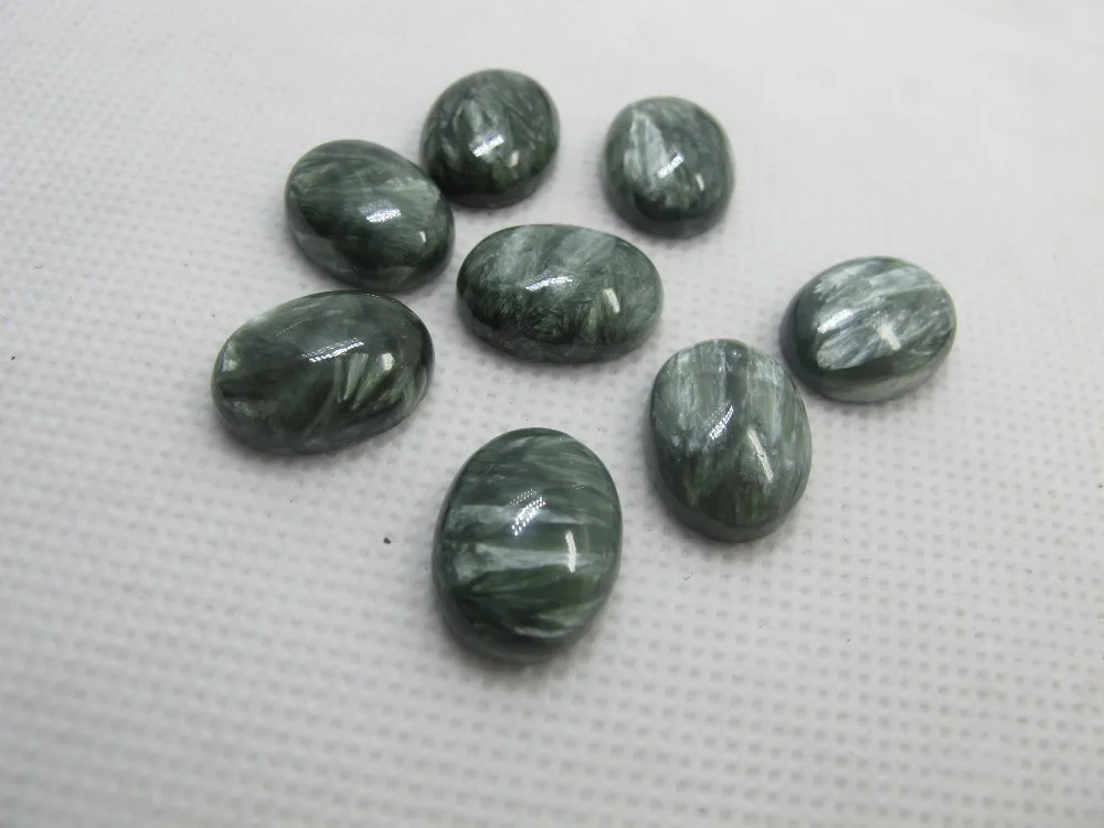 1 pcs Natural Seraphinite Gem Cabochon Bead Jewelry 13x18mm Oval Semi stone Ring face | Украшения и аксессуары
