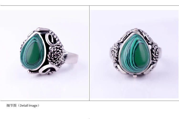 Женское кольцо из Малахита винтажное серебряное в виде цветка с вырезами и