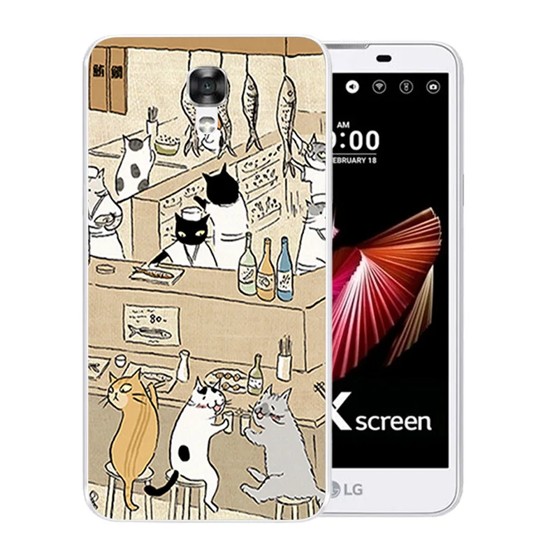 Мягкий ТПУ чехол для LG X Экран/X View K500N K500DS кошки семья из мягкого силикона с узором