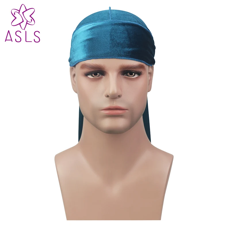Новые роскошные для мужчин пространство бархат Durags Бандана тюрбан шляпы парики Doo Durag Байкер удлиненные бретели для нижнего белья стежка снаружи Durags