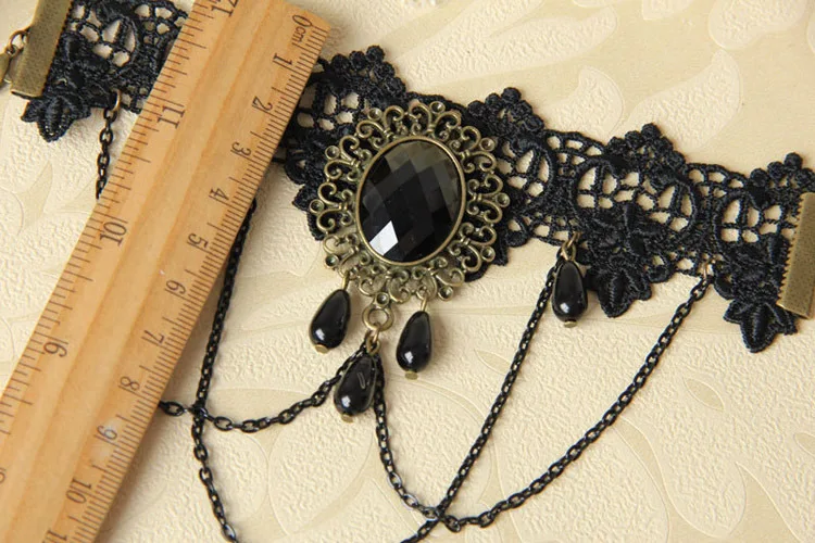 Женский винтажный браслет ручной работы многослойная цепочка с цветами черные