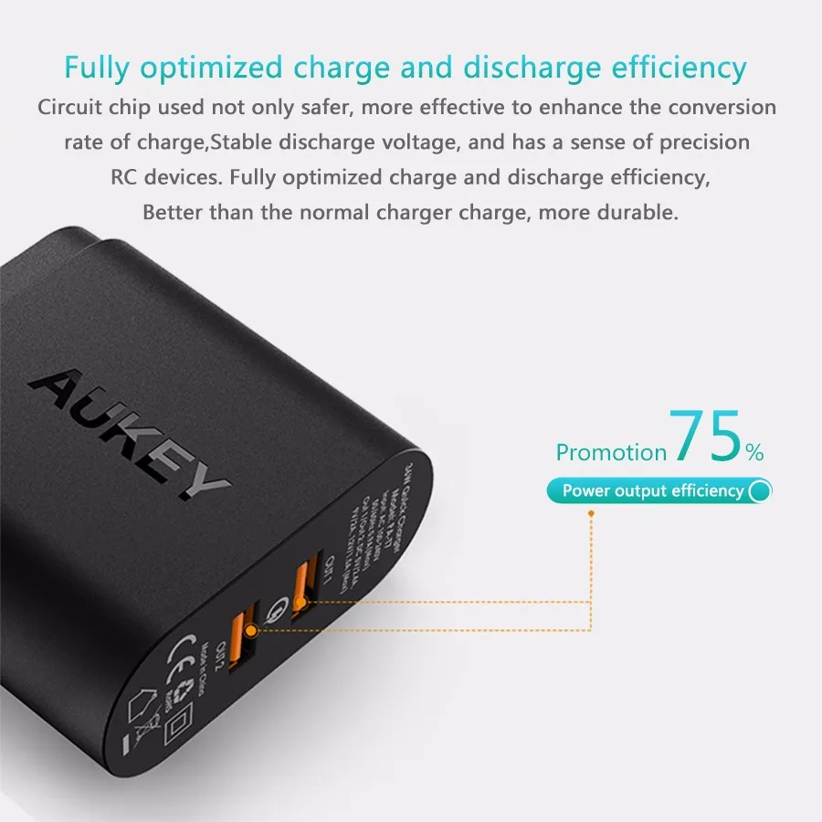 AUKEY 2 Порты быстрая Зарядное устройство 2,0 USB Smart стены Зарядное устройство Адаптивная США ЕС Plug с Micro USB кабель для передачи данных QC 2,0 быстрое зарядное устройство для путешествий