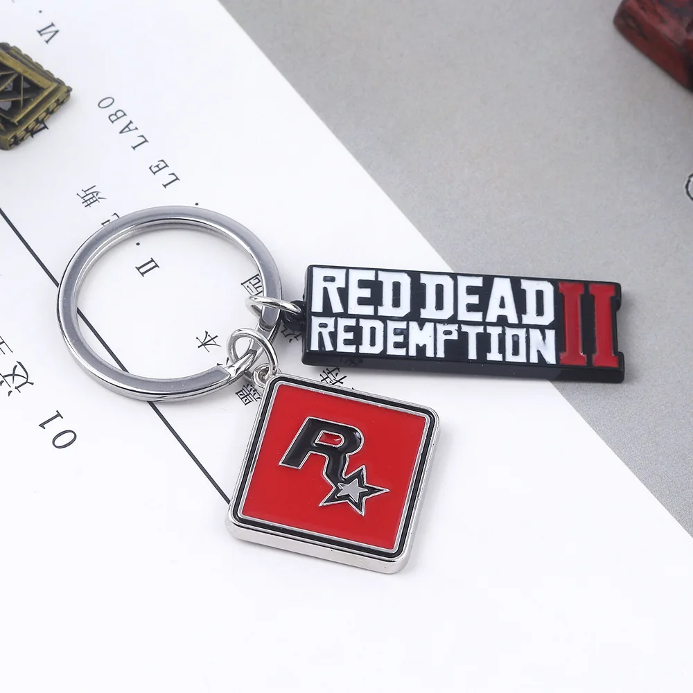 New Hot Sale Game Red Dead Redemption 2 Cosplay Keychain Letter Signage Pistol Alloy Pendant Souvenir Llaveros | Тематическая