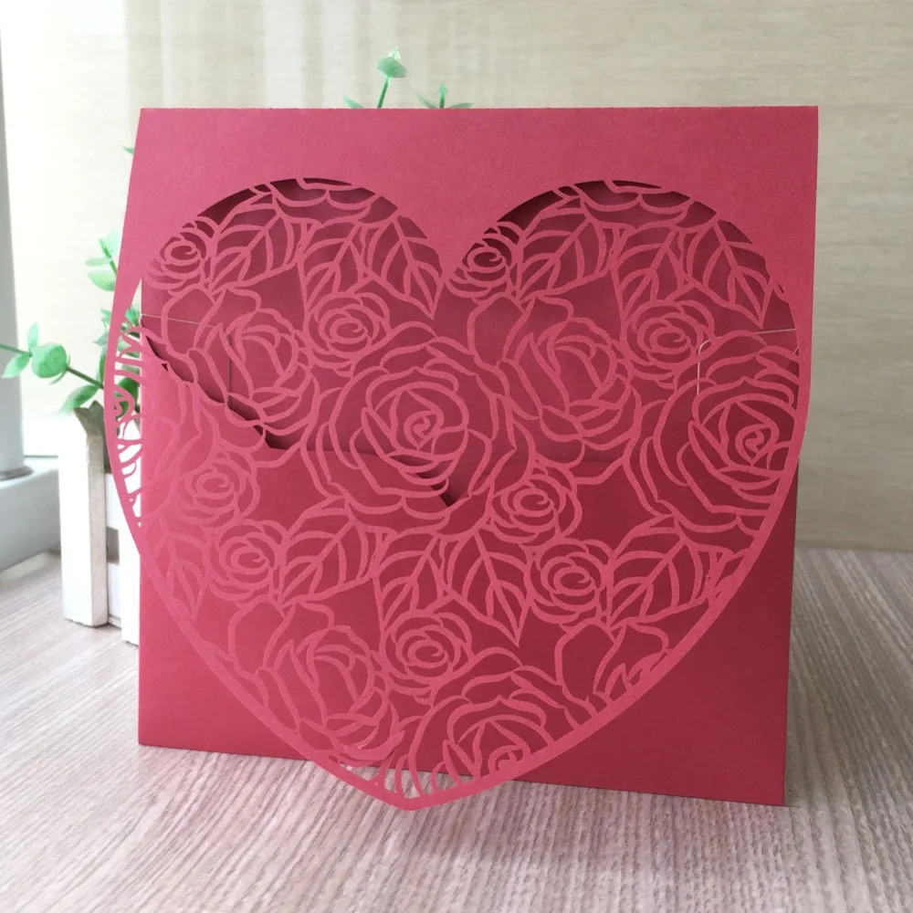 20pcs/lot New Arrival Laser Cut Heart Design Wedding Party Card Invitations Birthday Banquet Supplies | Дом и сад