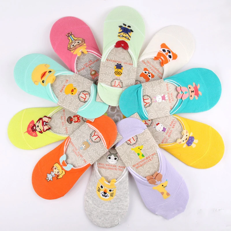 Новое поступление 2015 хлопковые носки-невидимки для девочек с героями