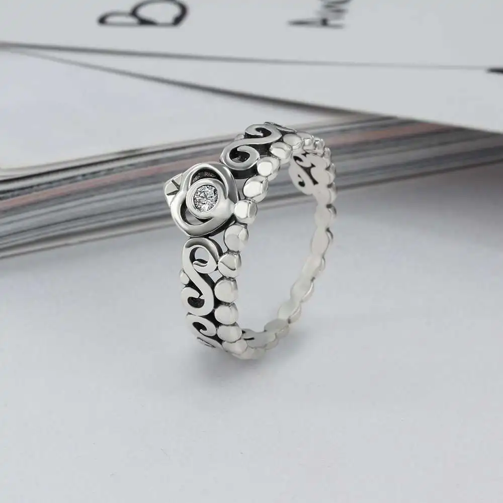 Женское кольцо на палец Винтажное из серебра 925 пробы с короной Подарок годовщину