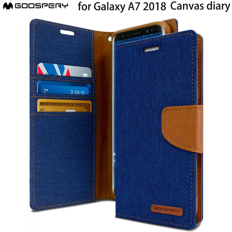 Mercury GOOSPERY Холст карточки для дневника кошелек флип-чехол чехол для samsung Galaxy A7 A750
