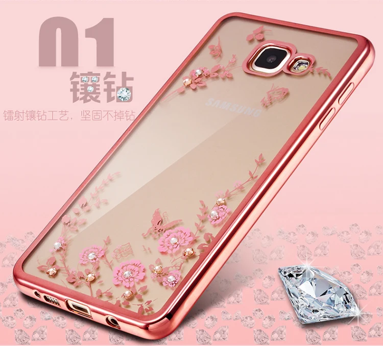 Прозрачная крышка для samsung Galaxy A30 A50 M20 M10 S10E S10 S9 S8 J4 J6 A6 A8 плюс A9 A7 S7edge Note9 чехлы с цветами и бриллиантами мягкий чехол