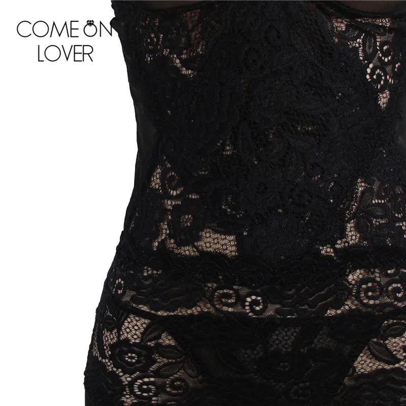 Comeonlover, новинка, женское нижнее белье с разрезом, размера плюс, черное, прозрачное, nuisette, сексуальное, кружевное, из кусков, dessous, Эротическое платье, RL80441