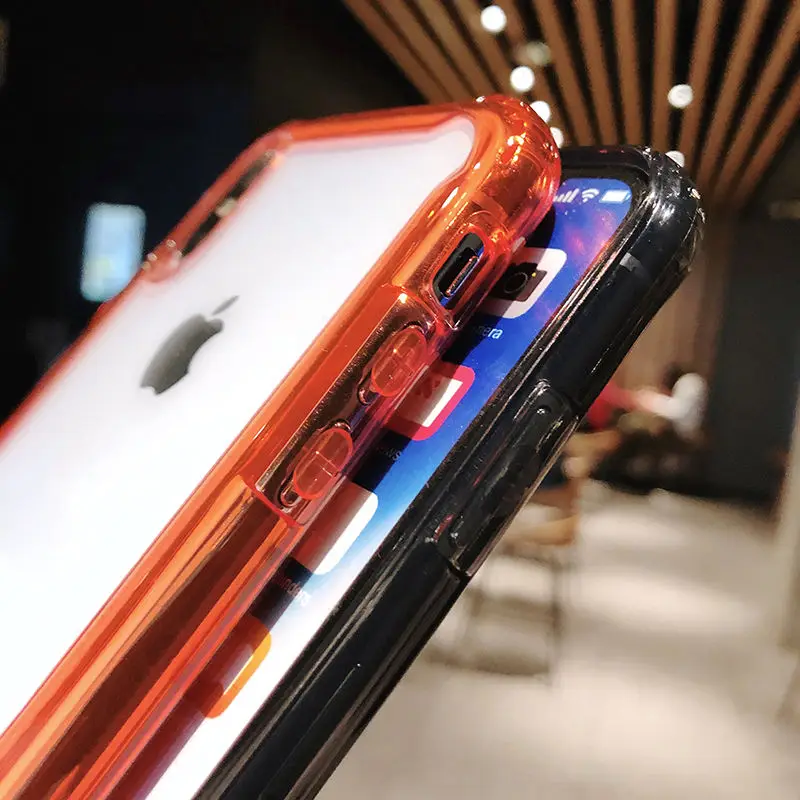 Прозрачный противоударный бампер чехол для телефона для iPhone X XS XR XS Max 8 7 6 6splus цветной мягкий задний Чехол для iPhone 11 11Pro Max