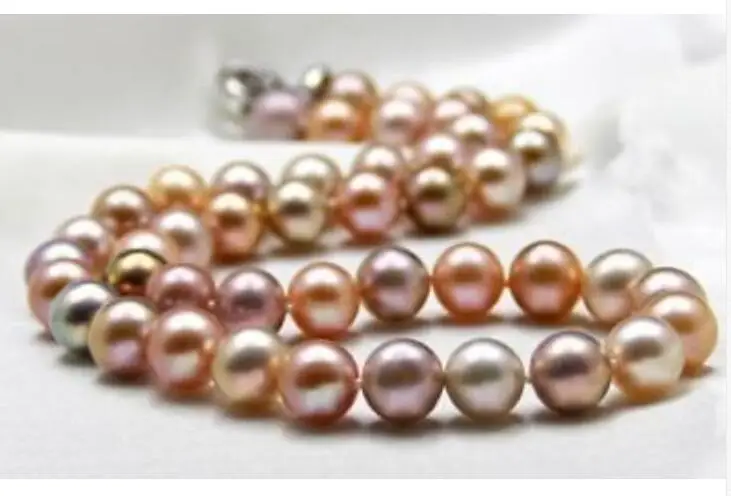 Charming 18&quot10-11mm Natural gold pink multicolor pearl necklace | Украшения и аксессуары