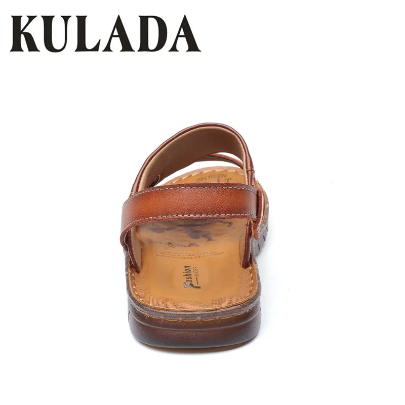 2019 New Men Sandals Shoes Summer Genuine Leather Natural Fashion Hollow-Out Casual Comfortable Men's Beach Slippers | Обувь