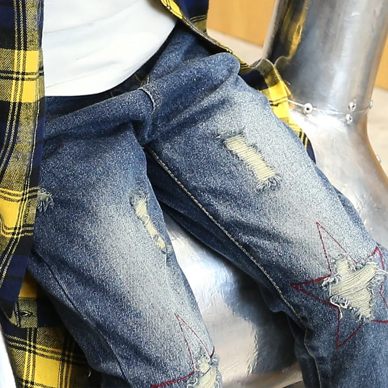 Осенние джинсы для девочек Новинка модные детские штаны в Корейском стиле со