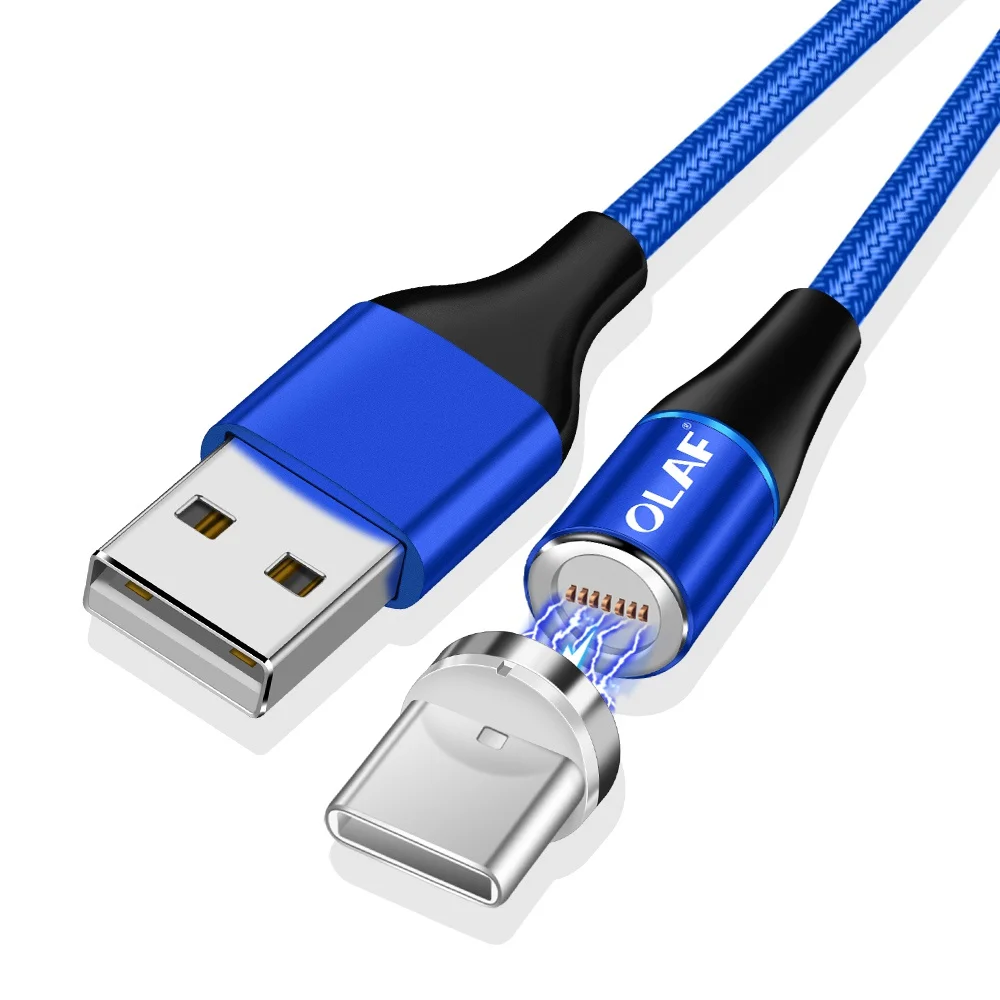 Blue Type C Cable Олаф 3а Быстрая зарядка Магнитный Micro USB Type C кабель зарядное устройство для iPhone 6 7 8 Plus X XR XS Max зарядки мобильного телефона USBC шнур - Цвет: Blue Type C Cable