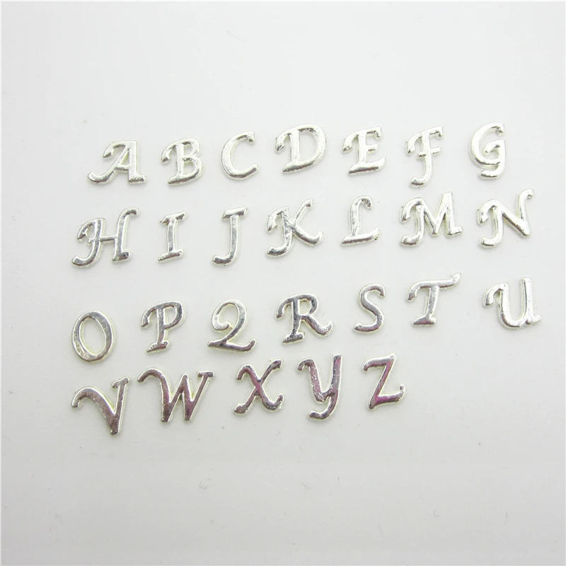 

130pcs/lot Mix silver plating alphabet letter floating charms living glass lockets floating charms(A-Z 26designs per 5 pcs)