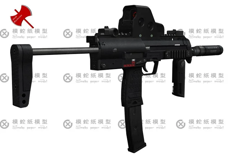 3D бумажная модель MP7A1 Штурмовая винтовка пистолет 1: 1 масштаб DIY бумажное изделие ручнйо работы игрушка
