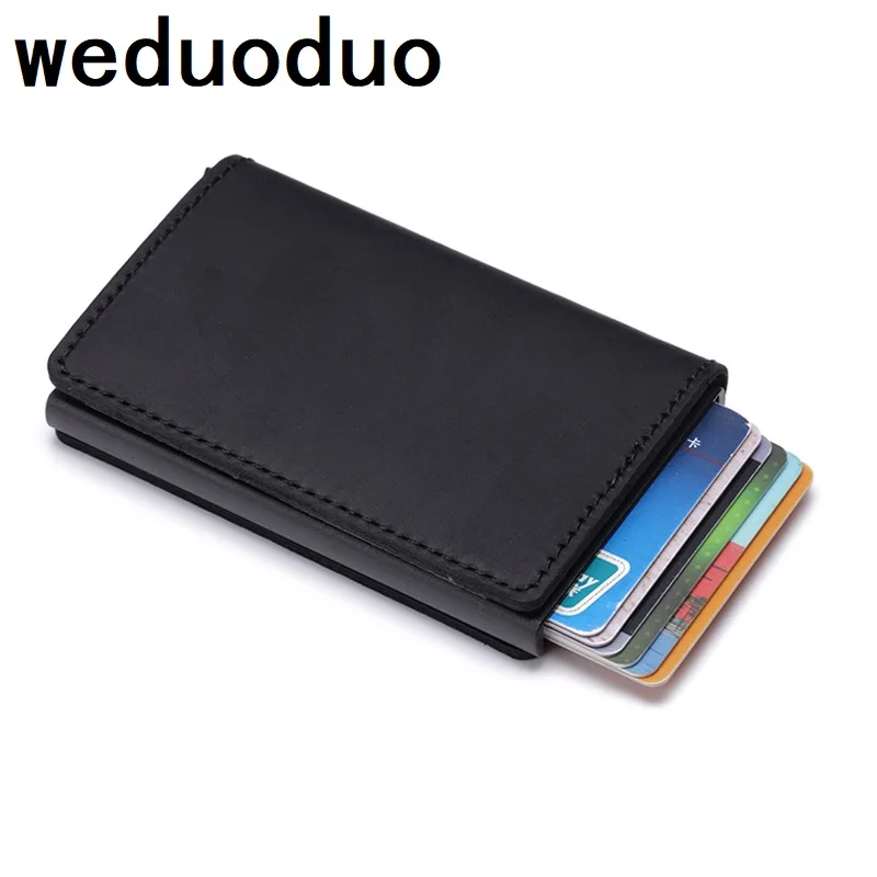 

Держатель-кошелек Weduoduo из воловьей кожи, металлический, с RFID-защитой