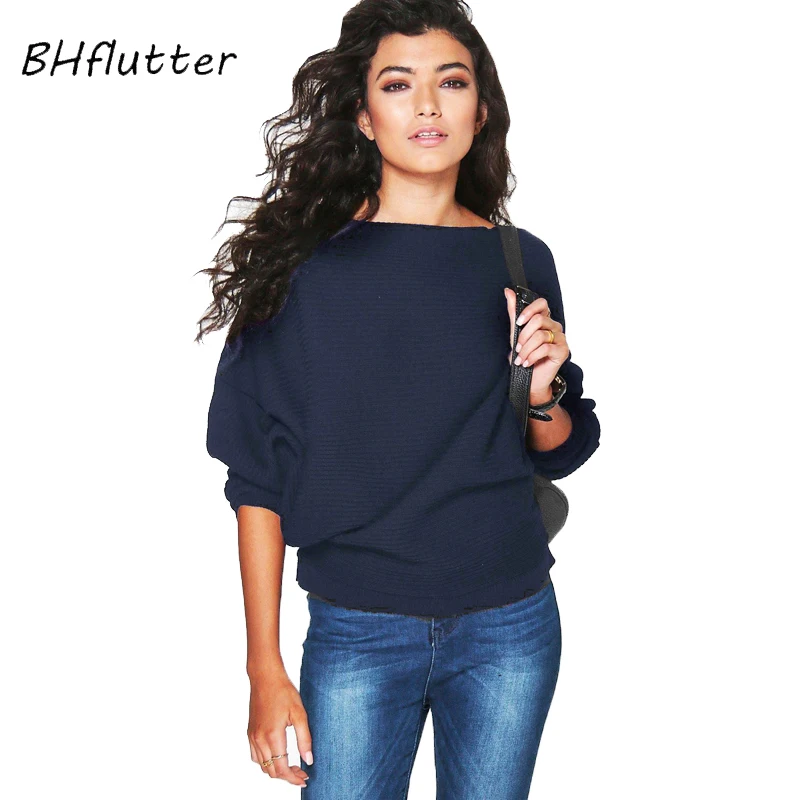 Женский свитер и пуловер BHflutter тонкий вязаный с рукавом летучая мышь на весну