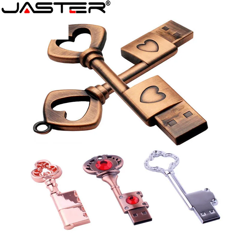 Металлический usb флеш-накопитель JASTER с сердечком медная Флешка 4 ГБ 8 16 32 флешка