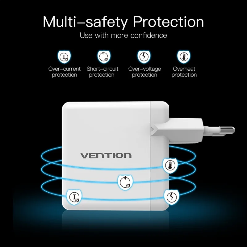 Vention Quick Charger 3 0 2 порта USB зарядное устройство европейская вилка белый мобильный