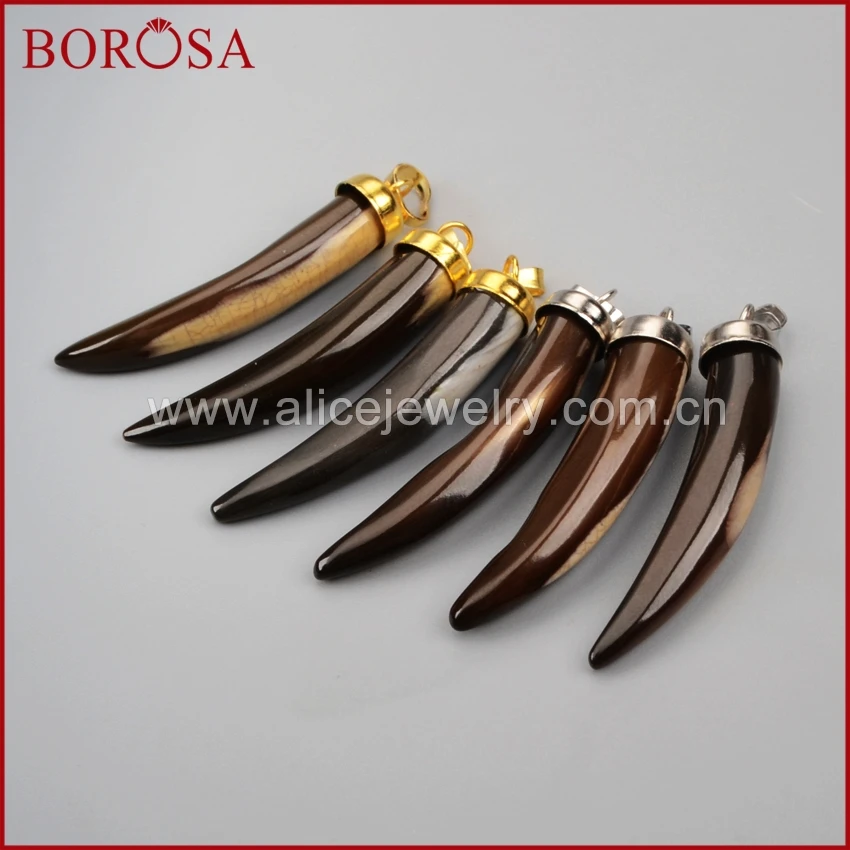 BOROSA 10 шт. Золотая или Серебряная шапка натуральный коричневый корпус собачья
