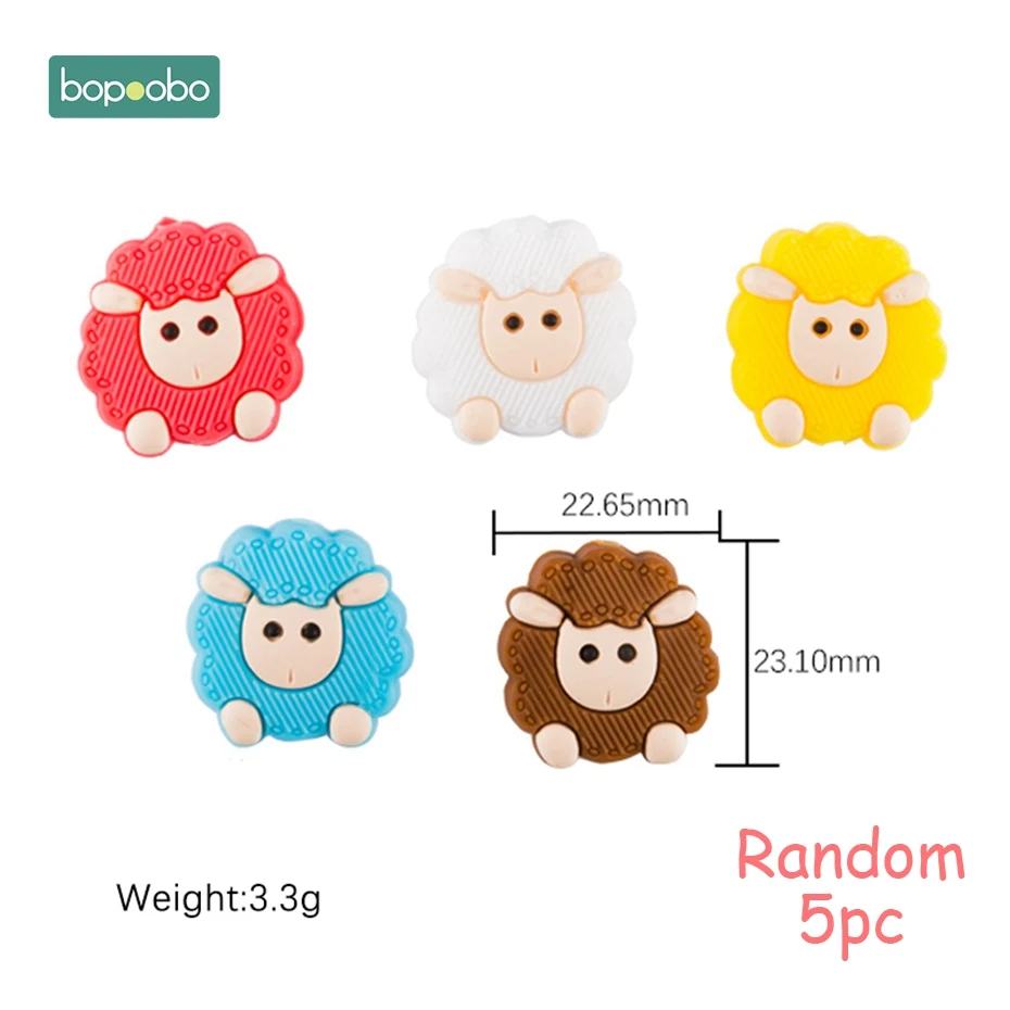 Random Sheep Bopobo 5 шт. силиконовые бусины панда грызун Детские Силиконовые для прорезывание зубов кролик бусины силиконовые жемчужные Прорезыватели Детские Силиконовые Прорезыватели - Цвет: Random Sheep