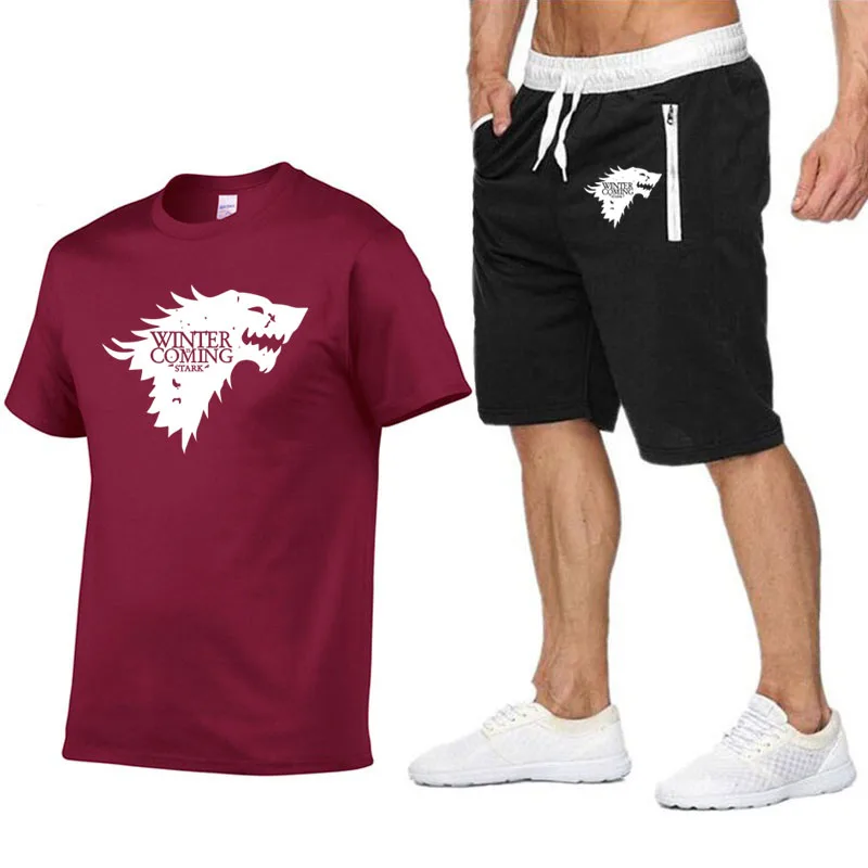 Футболка Игра престолов мужская футболка + шорты повседневный спортивный костюм