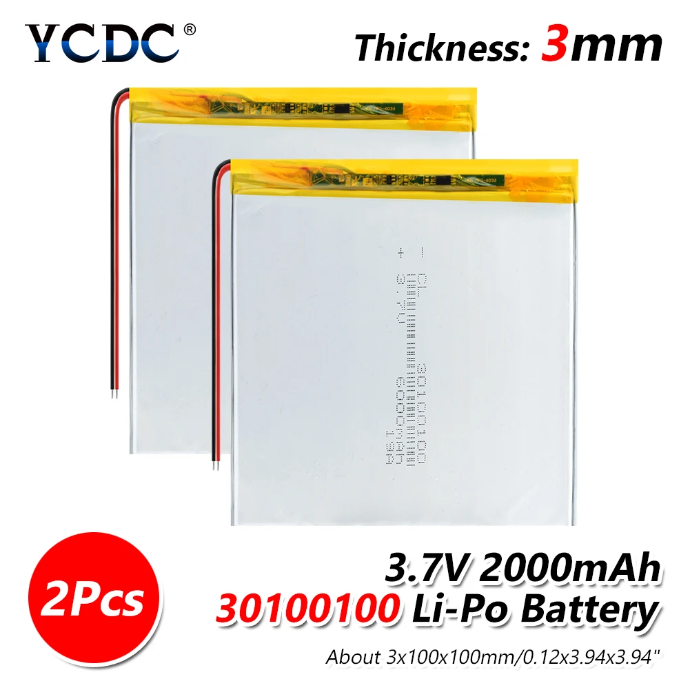 2 PCS 30100100 3,7 V 6000mAh литий-полимерный литий-ионный аккумулятор для MP4 MP5 gps psp мобильных карманных ПК электронных книг bluetooth - Цвет: 2 PCS