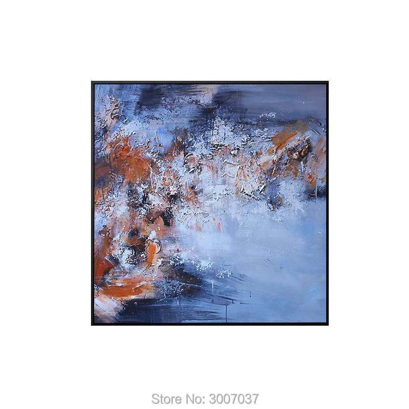 

Hand Painted High Quality Abstract Oil Painting on Canvas Blue and Black Red Color Wall Art for Home decoration Ship by DHL