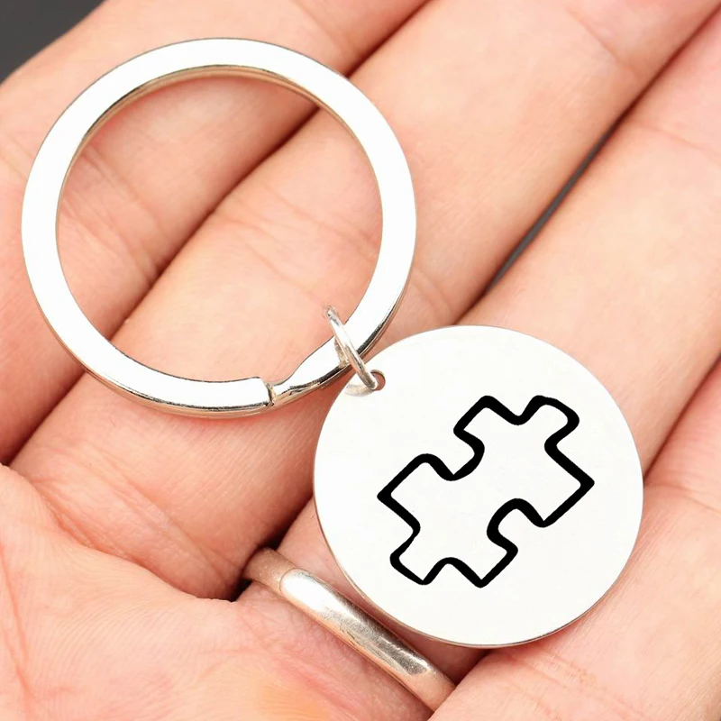 Модный брелок из нержавеющей стали с гравировкой кусок пазла специальный