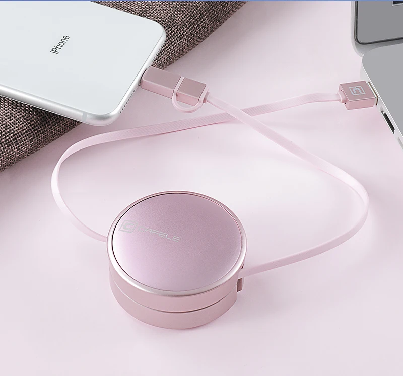 Cafele, 2 в 1, Выдвижной USB кабель, 8 Pin, Micro USB кабель, 130 см, цинковый сплав, кабель USB для синхронизации данных, для iPhone X, Xs, 8, 7, Xiaomi, huawei