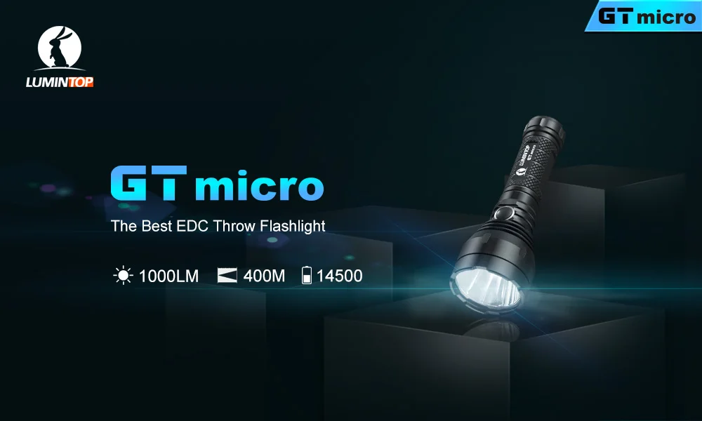 Светящийся GT micro Throw EDC фонарик CREE XP-L HI светодиодный 1000 люмен максимальное расстояние луча 400 м 50000cd портативный фонарик 14500